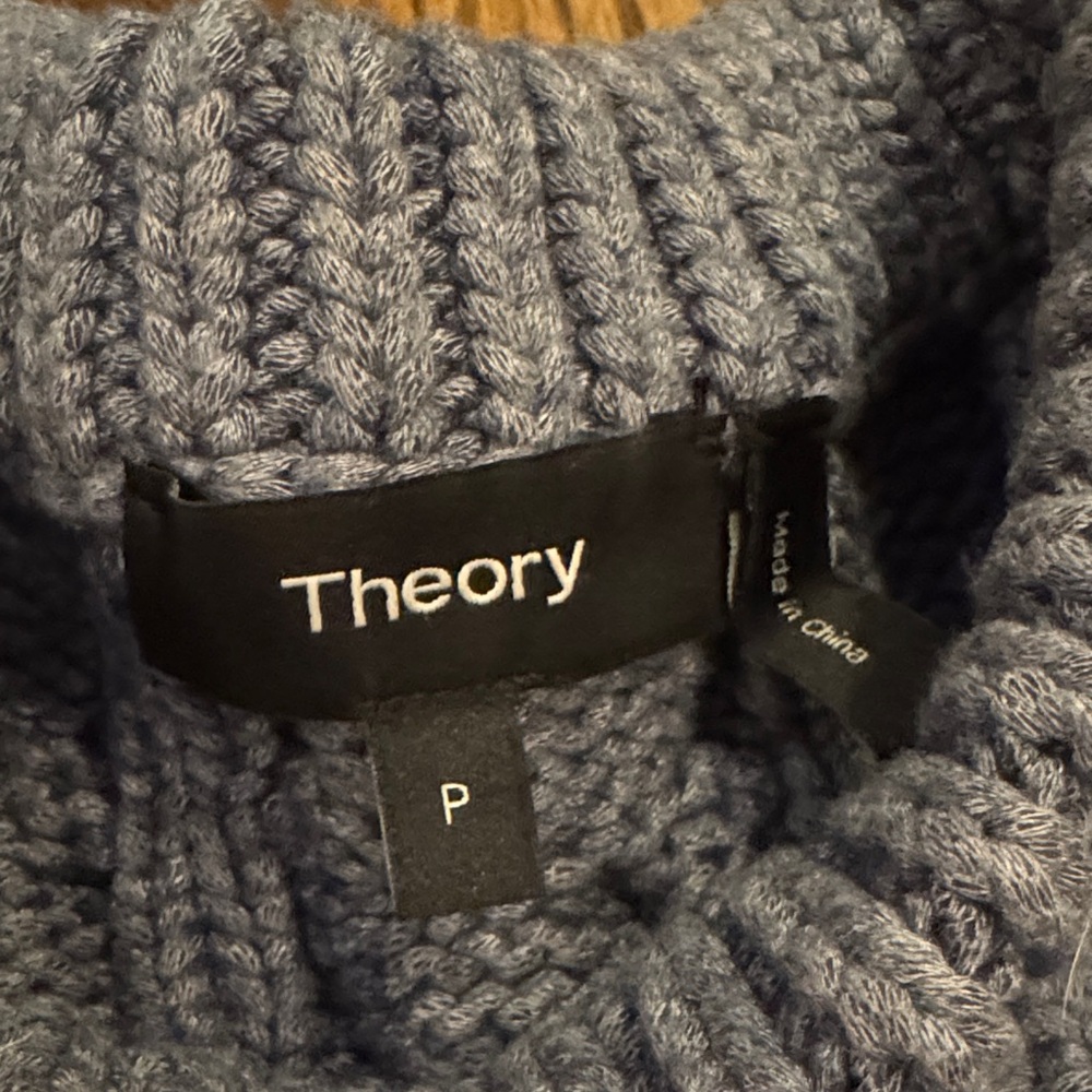 Theory blue cable knit pullover - image 2